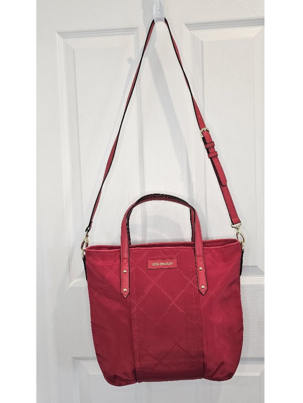 Vera Bradley Preppy Poly Satchel Tango Red Crossbody Purse Bag Handbag Shoulder